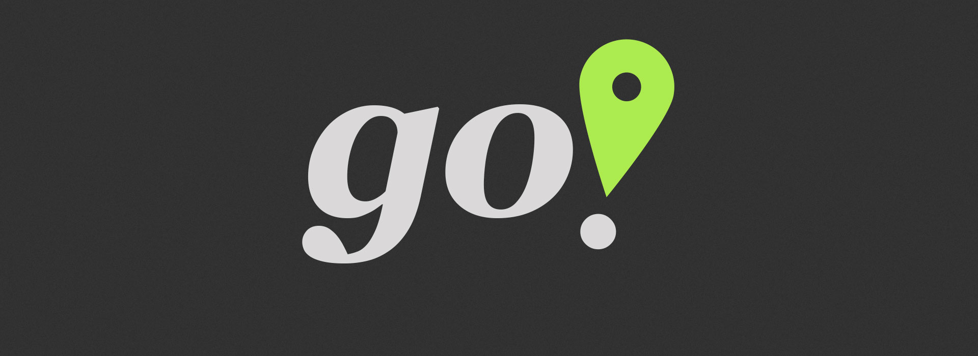The logo for go! on a dark background